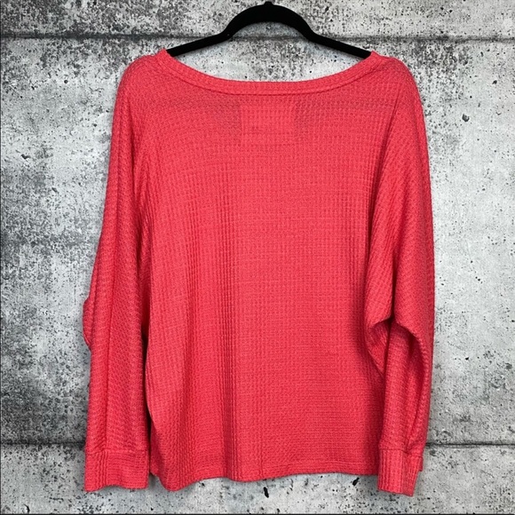 Anthropologie // Pink Waffle Knit Thermal Top - Picture 2 of 3